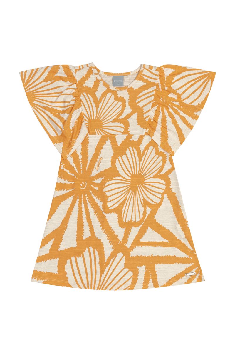 Vestido-Infantil-em-Malha-Flame-para-Menina--Laranja--Quimby