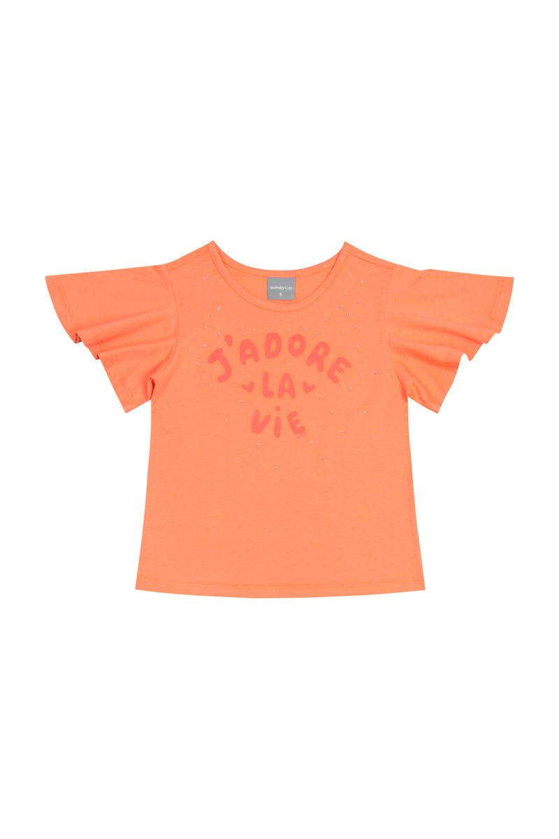 Blusa-Infantil-em-Meia-Malha-para-Menina--Laranja--Quimby