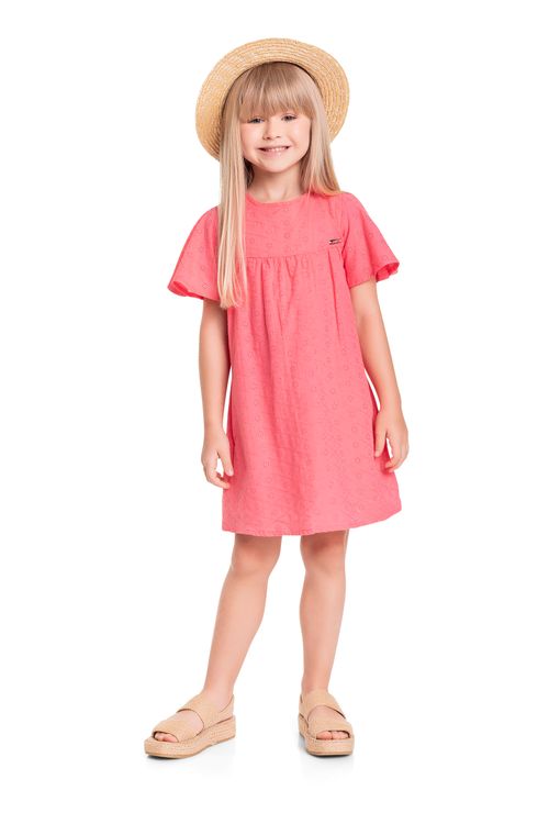 Vestido Infantil em Laise para Menina (Rosa) Quimby