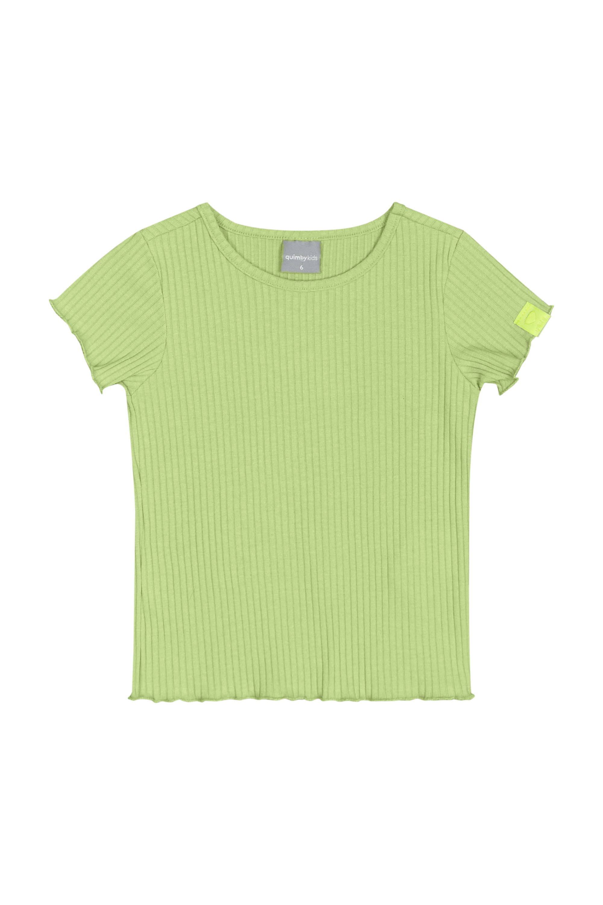 Blusa Básica Infantil em Ribana Canelada para Menina (Verde) Quimby