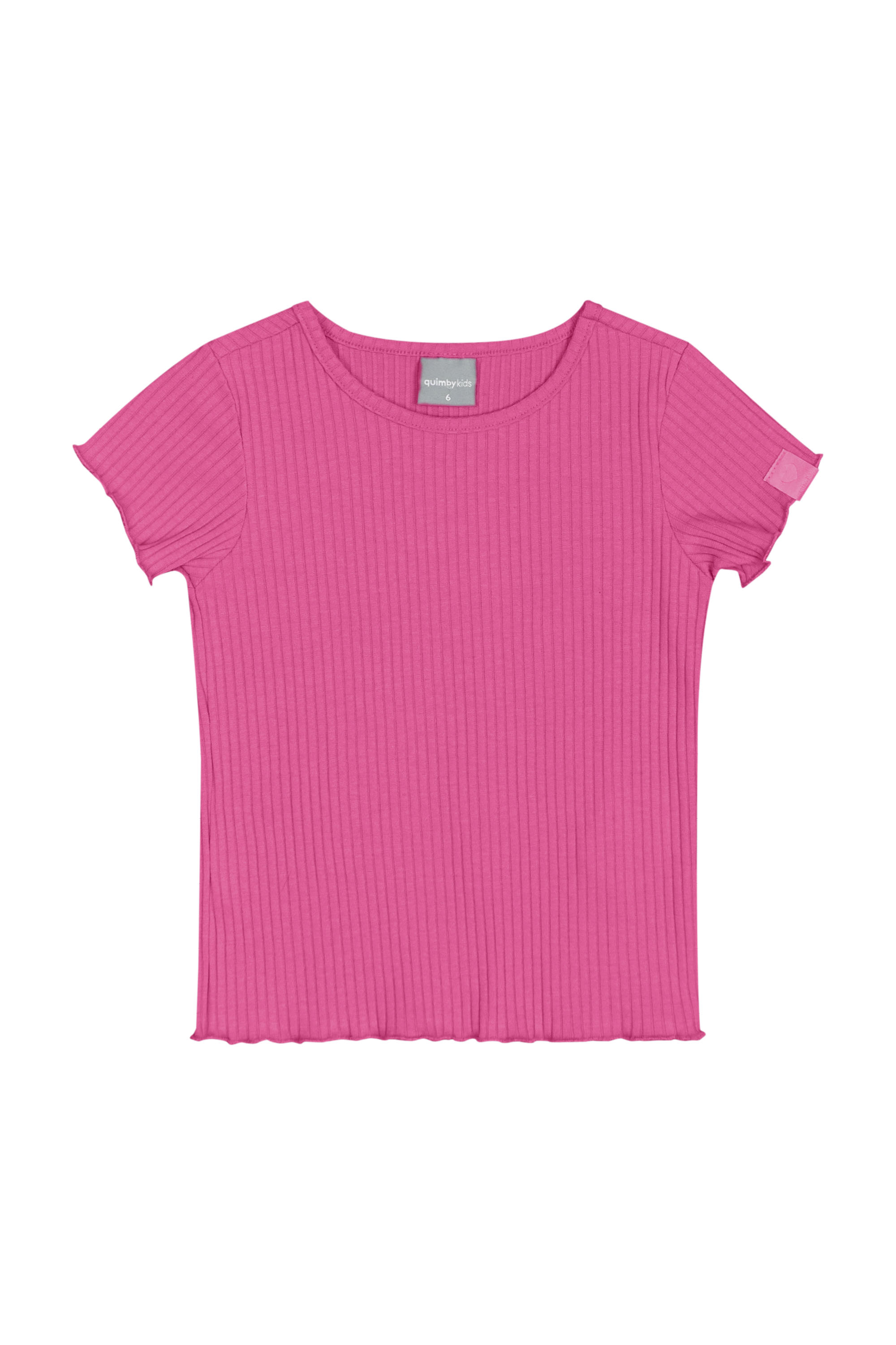 Blusa Básica Infantil em Ribana Canelada para Menina (Rosa) Quimby