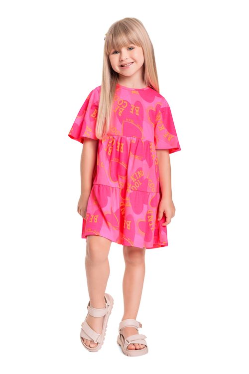 Vestido Infantil em Meia Malha para Menina (Rosa) Quimby