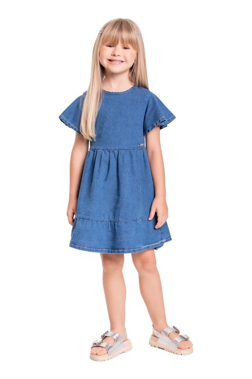 Vestido Infantil em Jeans para Menina (Azul) Quimby