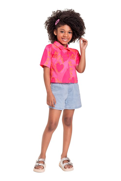 Short Infantil em Jeans para Menina (Azul) Quimby