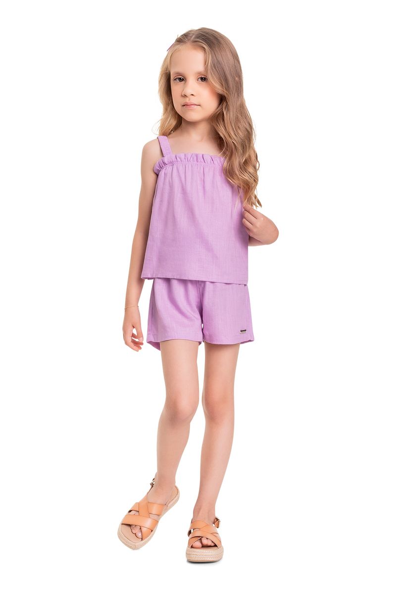 Conjunto-Infantil-com-Cropped-e-Short-em-Viscose-para-Menina--Roxo--Quimby
