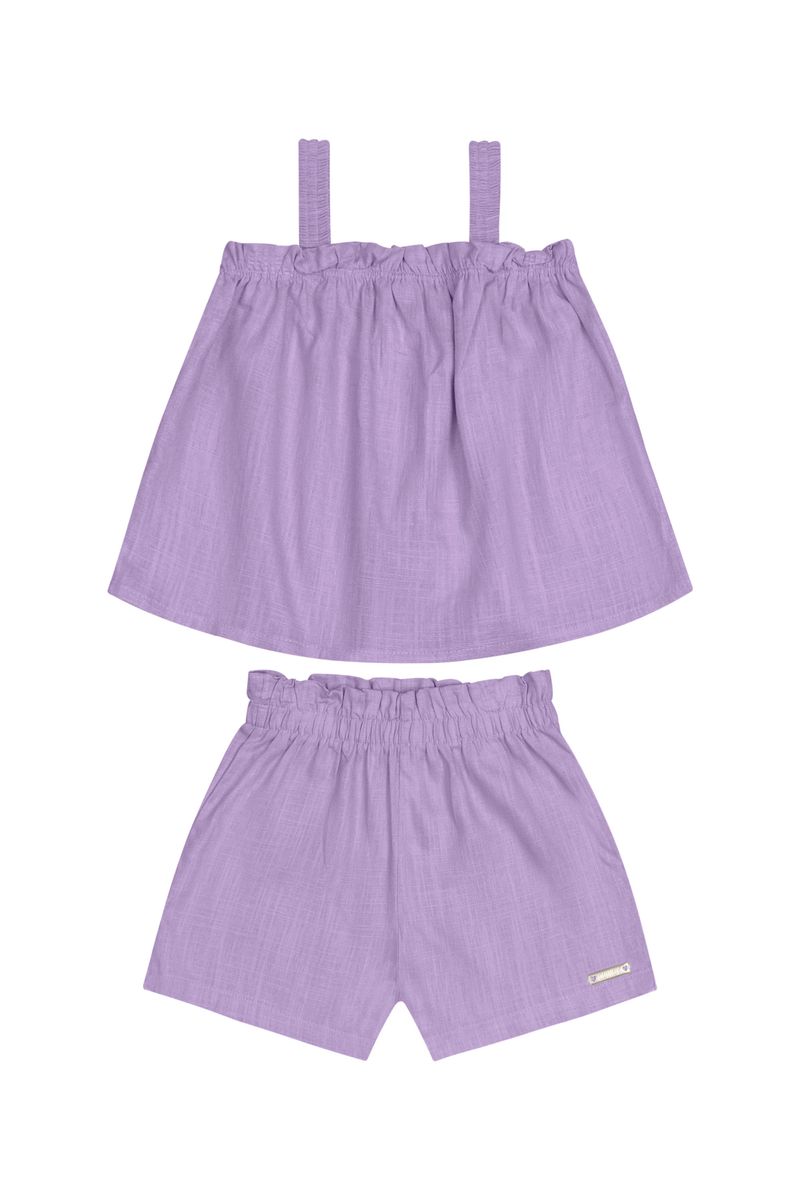 Conjunto-Infantil-com-Cropped-e-Short-em-Viscose-para-Menina--Roxo--Quimby