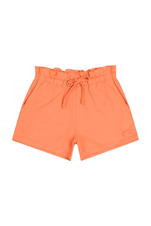 Short Básico Infantil em Moletom para Menina (Laranja) Quimby