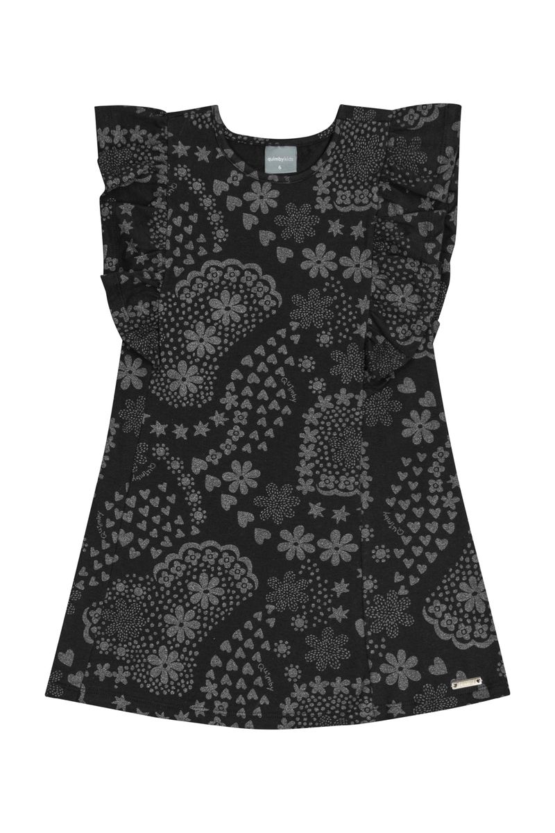 Vestido-Infantil-em-Cotton-para-Menina--Preto--Quimby