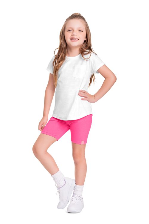 Bermuda Ciclista Infantil em Cotton para Menina (Rosa) Quimby