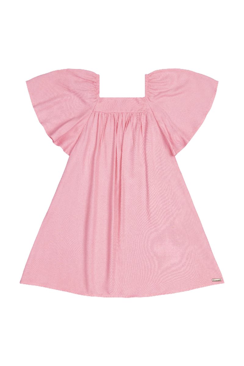 Vestido-Infantil-em-Viscose-Sarjada-para-Menina--Rosa--Quimby