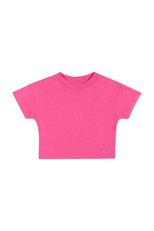 Cropped Básico Infantil em Meia Malha para Menina (Rosa) Quimby