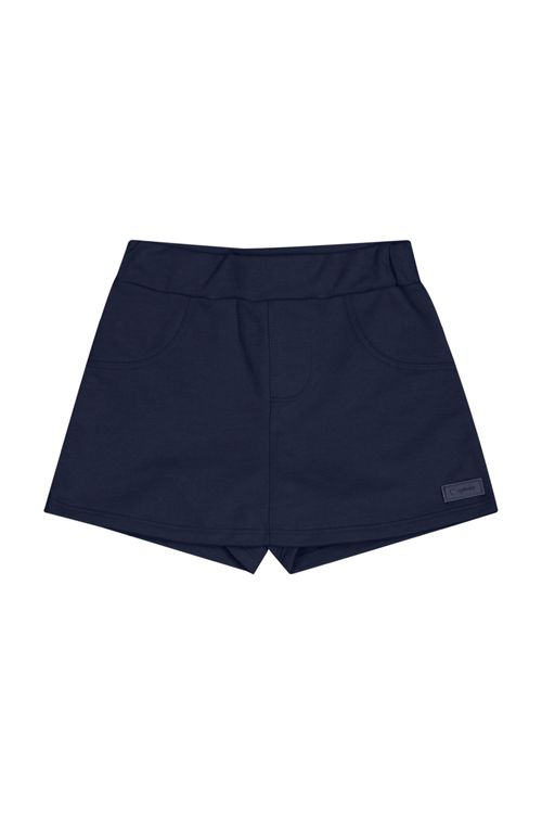 Short-Saia Infantil em Moletom para Menina (Azul Marinho) Quimby