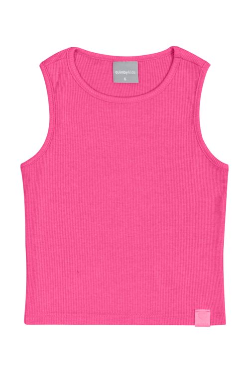 Cropped Básico Infantil em Ribana para Menina (Rosa) Quimby