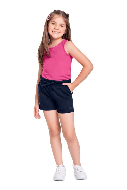 Regata Básica Infantil em Cotton para Menina (Rosa Pink) Quimby