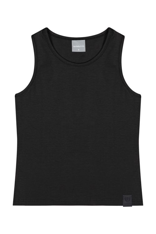 Regata Básica Infantil em Cotton para Menina (Preto) Quimby