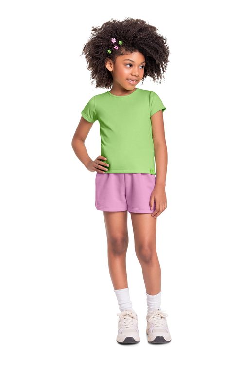 Regata Básica Infantil em Cotton para Menina (Verde) Quimby