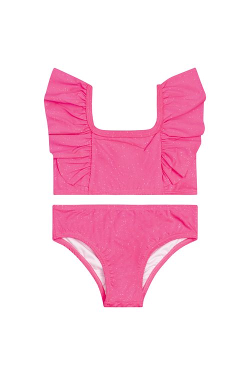 Biquíni Infantil FPS +50 com Glitter e Forro (Rosa) Quimby