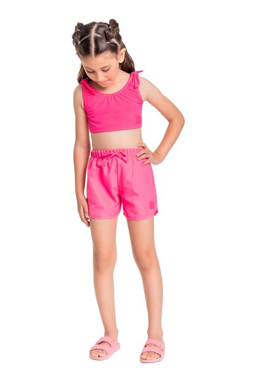 Short Infantil em Microfibra para Menina (Rosa) Quimby