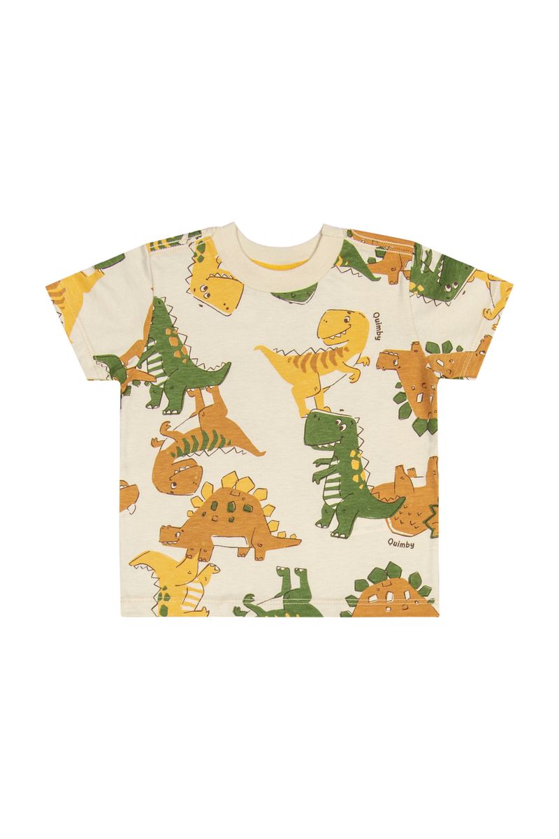Camiseta-em-Meia-Malha-para-Bebe-Menino--Bege--Quimby