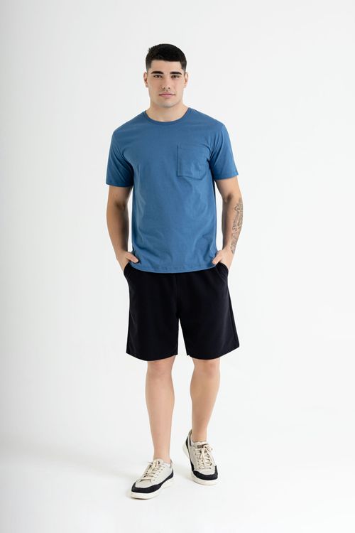 Camiseta Masculina em Meia Malha (Azul) Just Basic