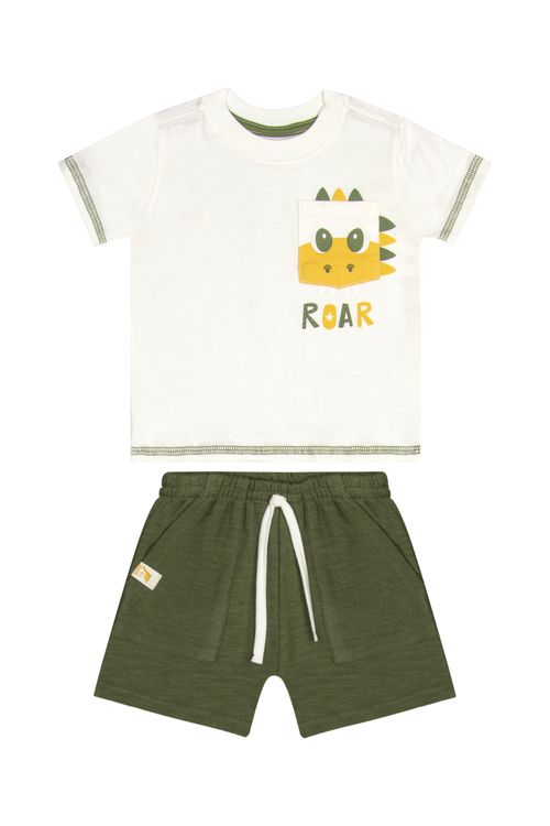 Conjunto com Camiseta e Bermuda para Bebê Menino (Off White) Quimby