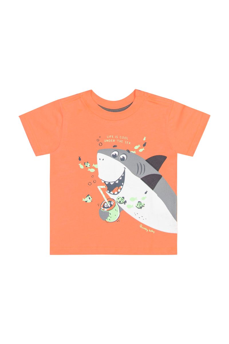 Camiseta-em-Meia-Malha-para-Bebe-Menino--Laranja--Quimby