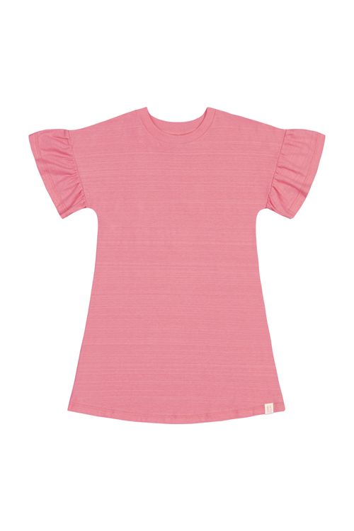 Vestido Infantil em Meia Malha Flamê para Menina (Rosa) Quimby