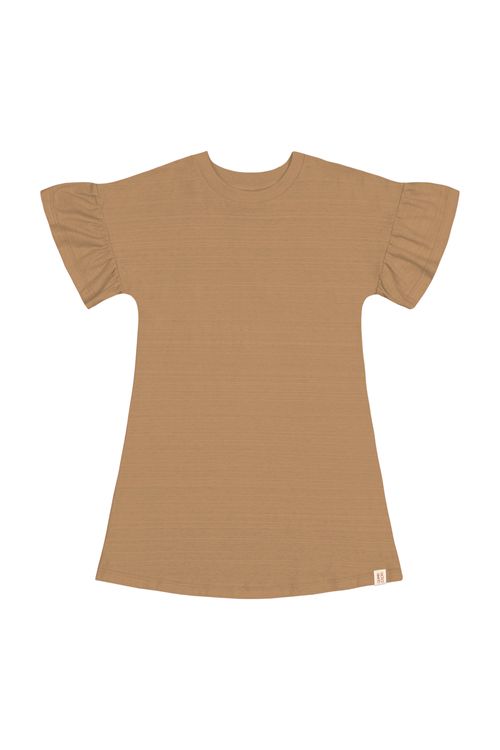 Vestido Infantil em Meia Malha Flamê para Menina (Marrom) Quimby