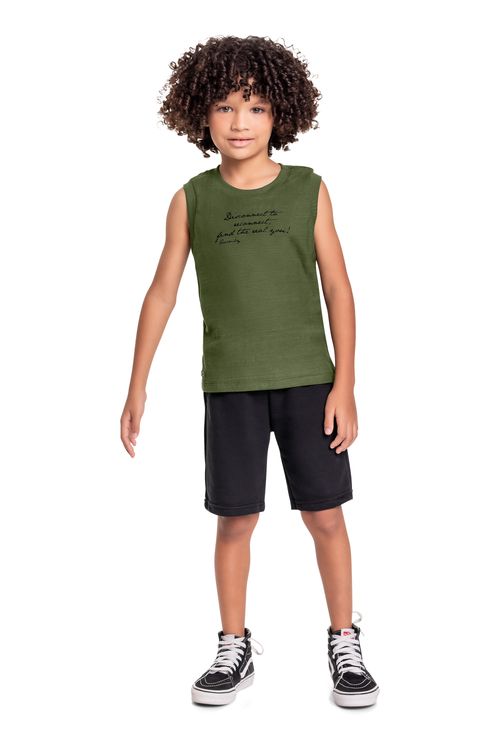 Conjunto Infantil com Regata e Bermuda para Menino (Verde) Quimby