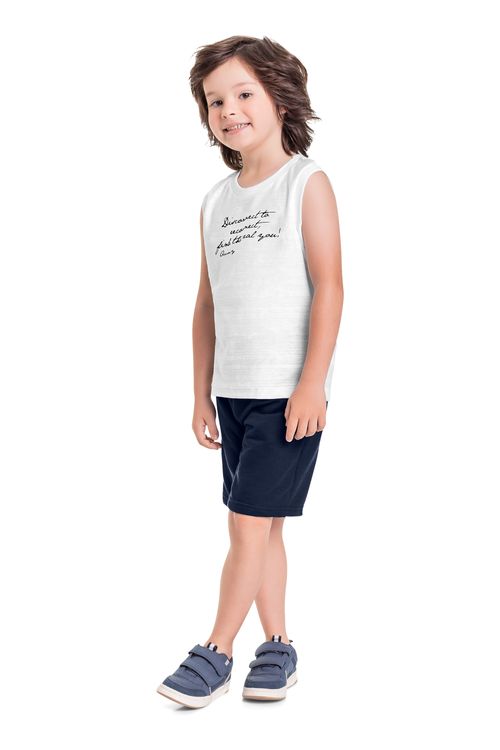 Conjunto Infantil com Regata e Bermuda para Menino (Branco) Quimby