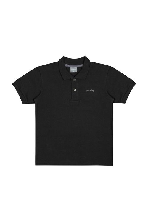 Camisa Infantil Polo em Piquet para Menino (Preto) Quimby