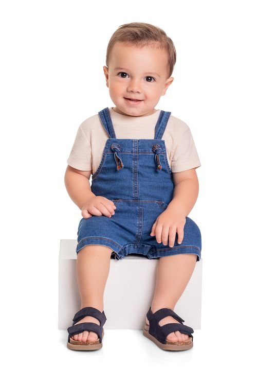 Jardineira Jeans para Bebê Menino (Azul) Quimby