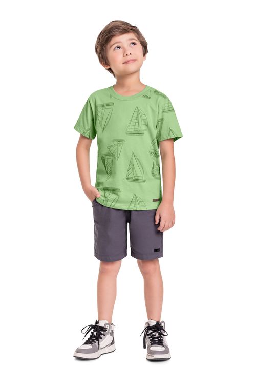 Camiseta Infantil em Meia Malha para Menino (Verde) Quimby