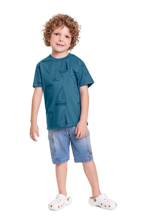 Bermuda Jeans Infantil para Menino (Azul) Quimby