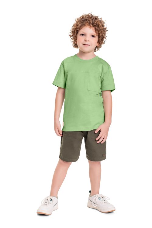 Camiseta Infantil em Meia Malha para Menino (Verde) Quimby