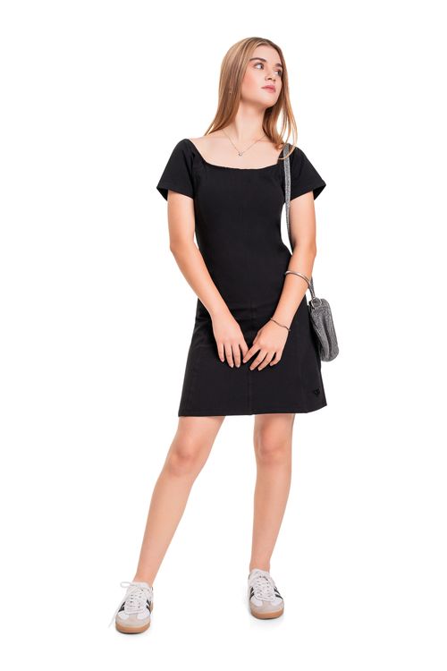 Vestido Juvenil em Molecotton (Preto) Gloss