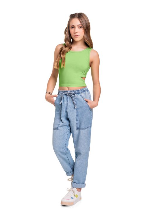 Regata Cropped em Cotton Juvenil (Verde) Gloss