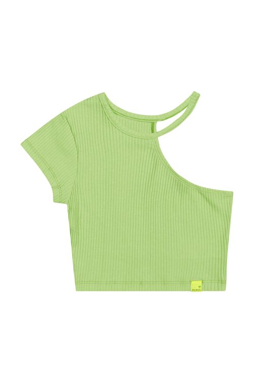 Blusa Cropped Básica em Ribana Canelada Juvenil (Verde) Gloss