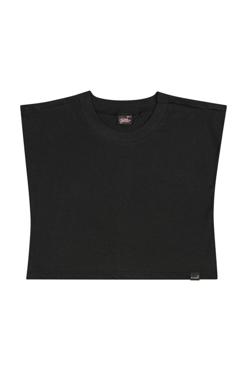 Blusa Box Básica em Meia Malha Juvenil (Preto) Gloss