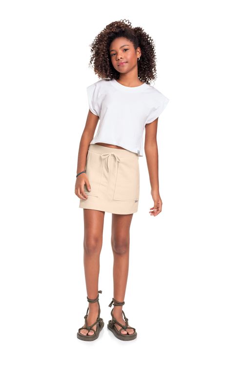 Blusa Box Básica em Meia Malha Juvenil (Branco) Gloss