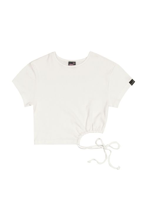 Blusa Cropped Básica em Ribaninha Juvenil (Branco) Gloss