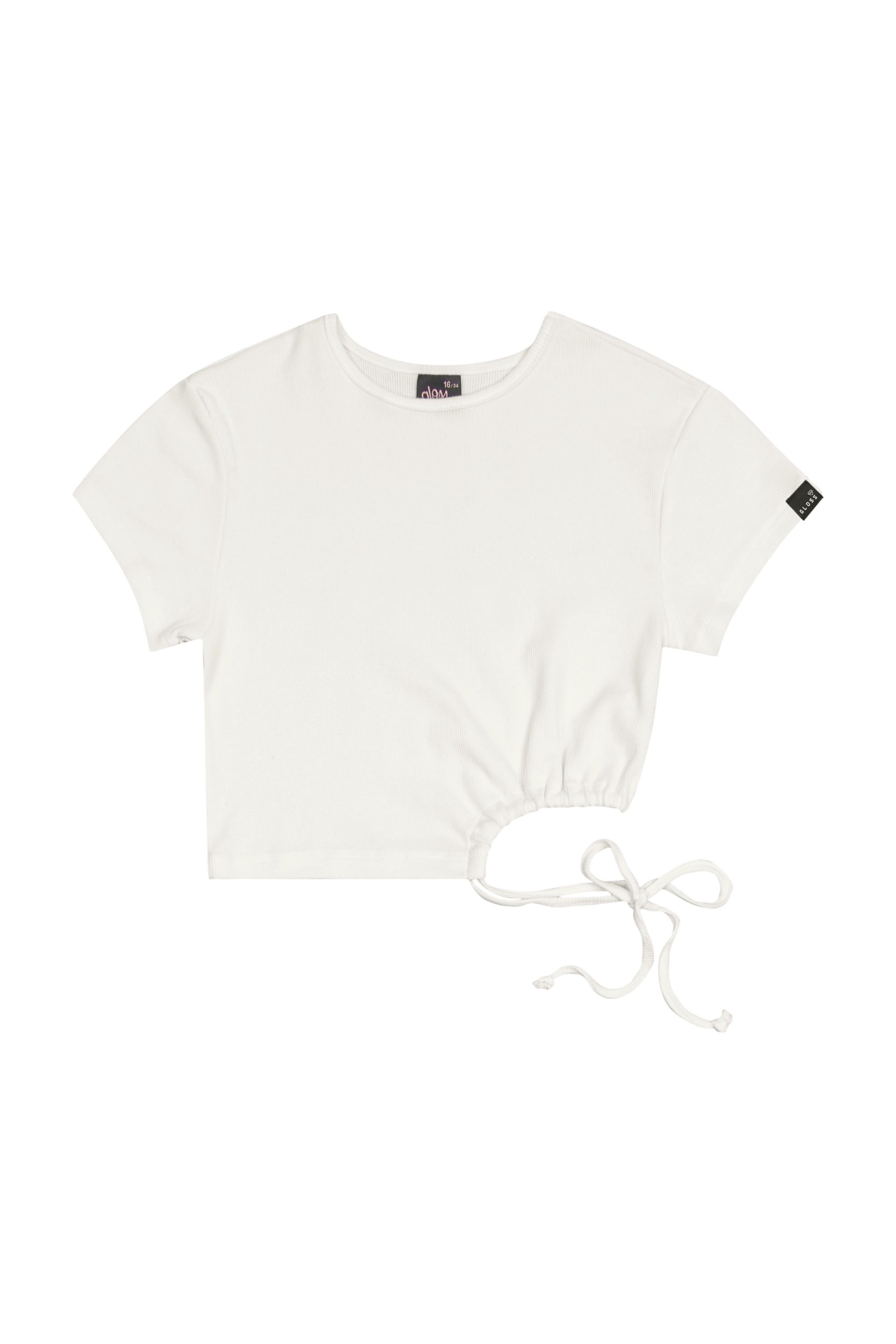 Blusa Cropped Básica em Ribaninha Juvenil (Branco) Gloss