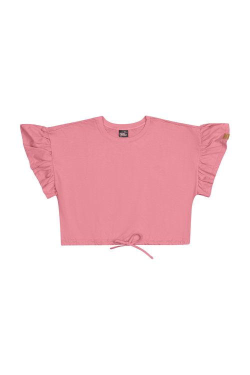 Blusa Cropped Básica em Meia Malha Juvenil (Rosa) Gloss