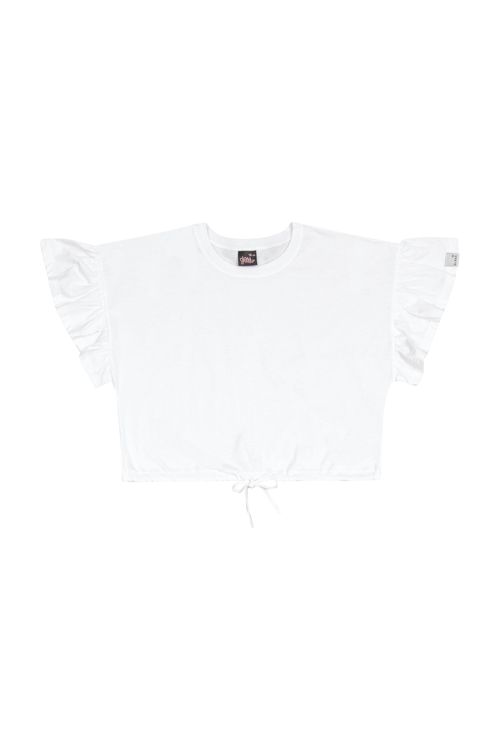 Blusa Cropped Básica em Meia Malha Juvenil (Branco) Gloss