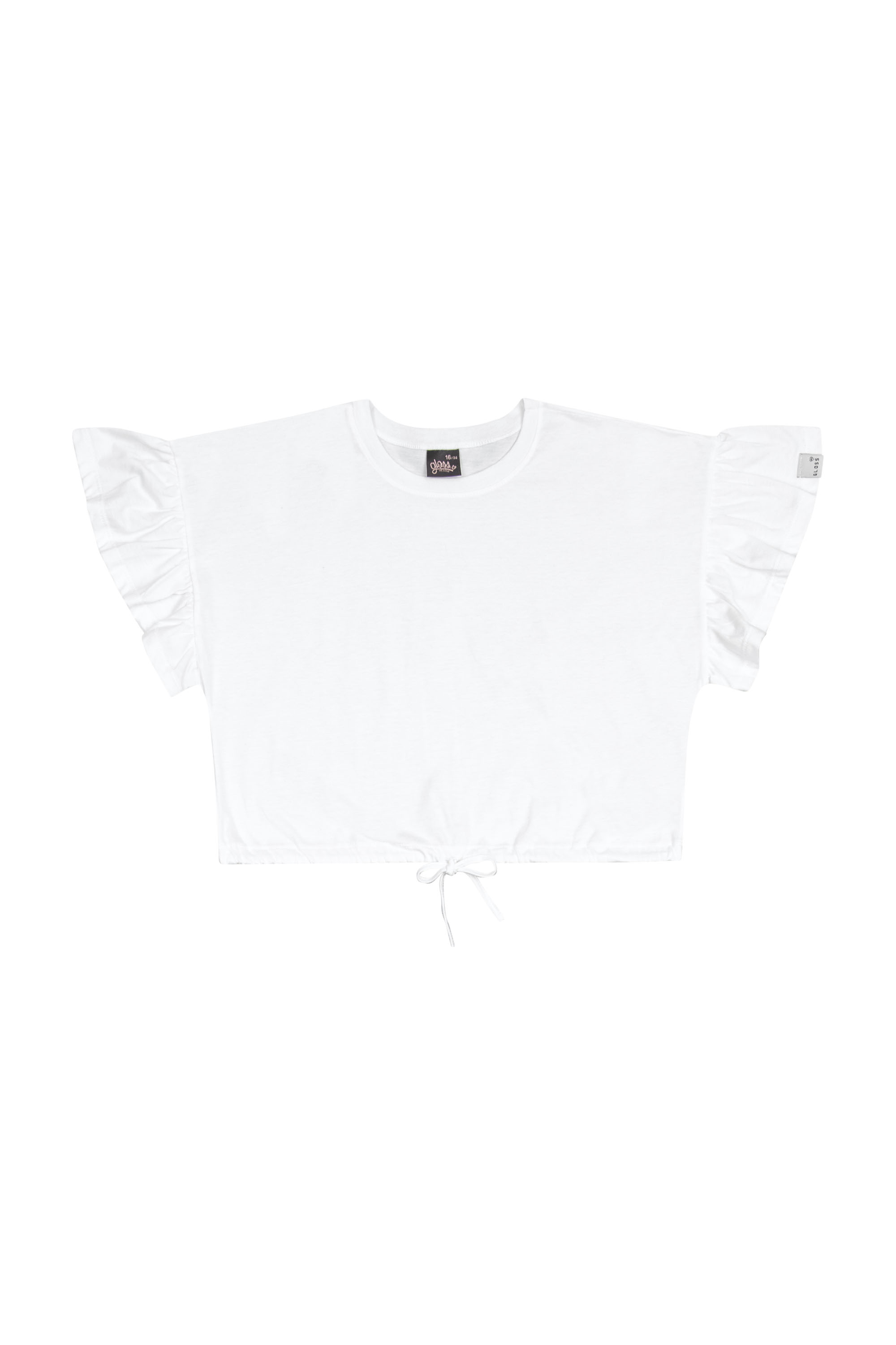 Blusa Cropped Básica em Meia Malha Juvenil (Branco) Gloss