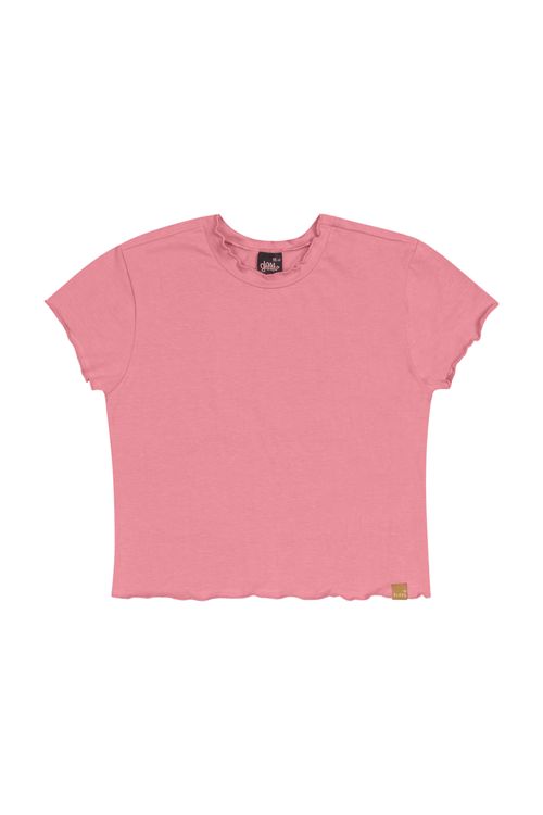 Blusa Baby Look Básica em Cotton Juvenil (Rosa) Gloss