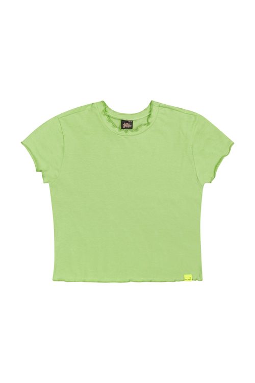 Blusa Baby Look Básica em Cotton Juvenil (Verde) Gloss