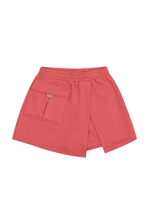 Short-Saia Básico em Moletom Juvenil (Coral) Gloss