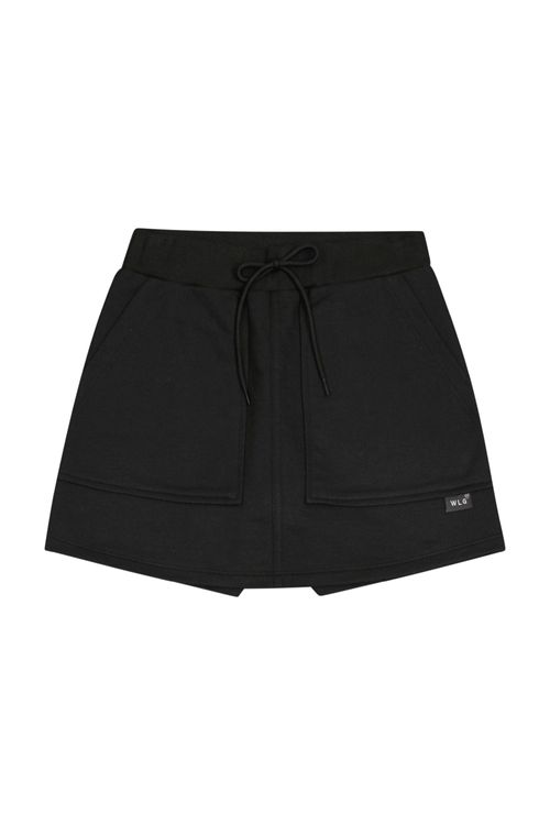 Short-Saia Básico em Moletom Juvenil (Preto) Gloss