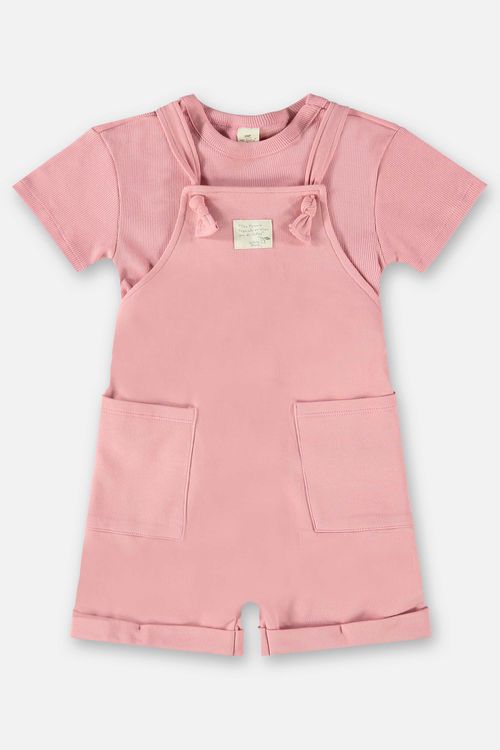 Conjunto Blusa e Jardineira Infantil Unissex Nature (Rosa) Up Baby